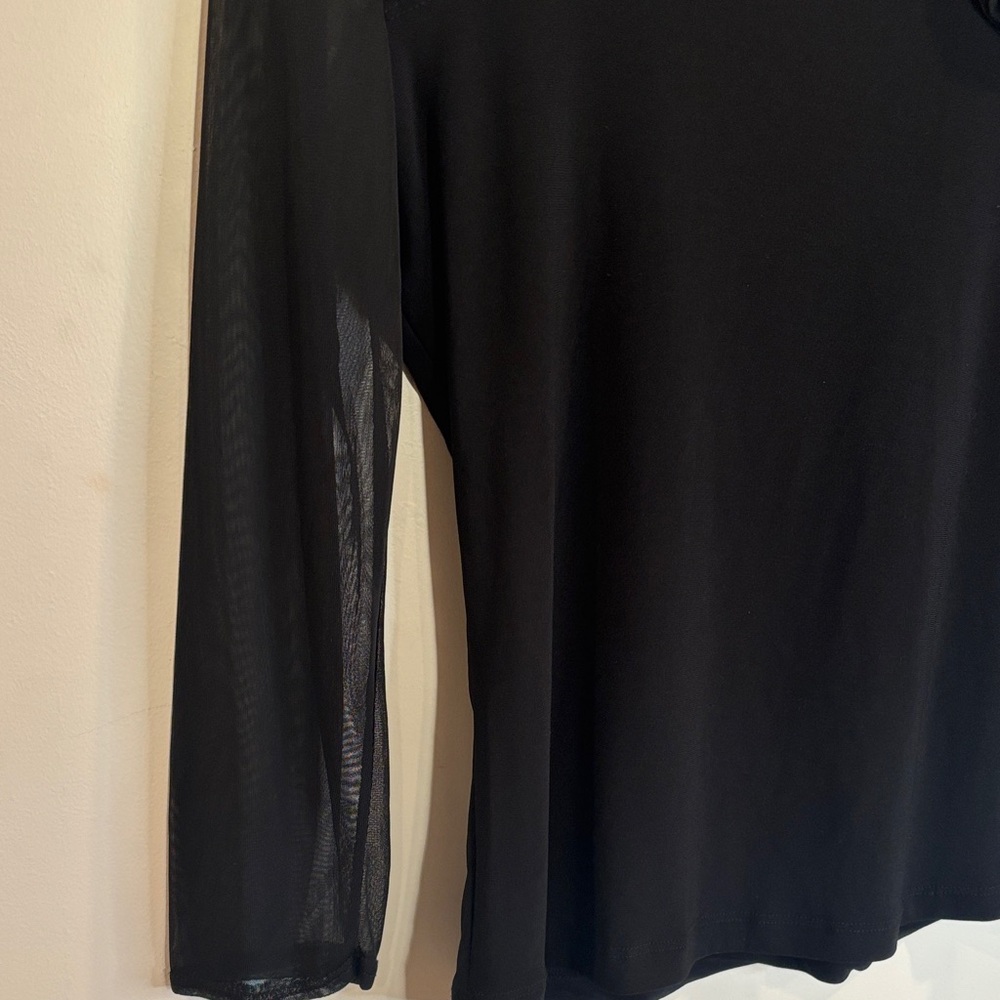 Susan Lawrence Black Sheer Sleeve Blouse - Picture 3 of 6